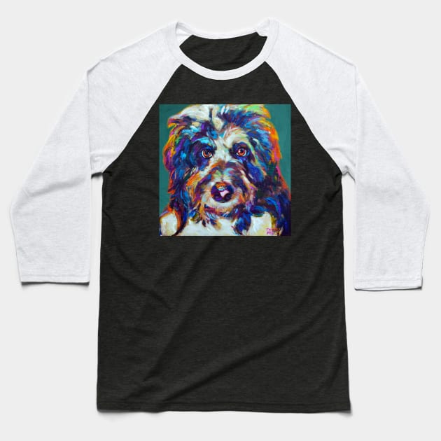 Max the AUSSIEDOODLE Baseball T-Shirt by RobertPhelpsArt